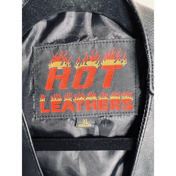 VTG HOT LEATHERS Unisex Black Motorcycle Vest Size XL Lace-UP Sides Snap Closure - Picture 2 of 8